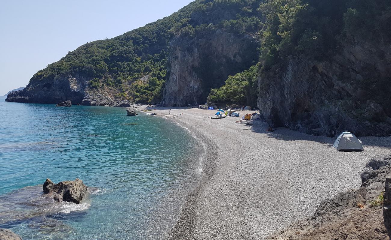 Photo of Damianos beach with gray fine pebble surface