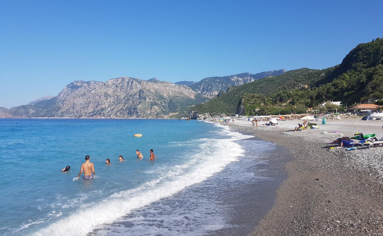 Photo of Chiliadou beach with gray fine pebble surface