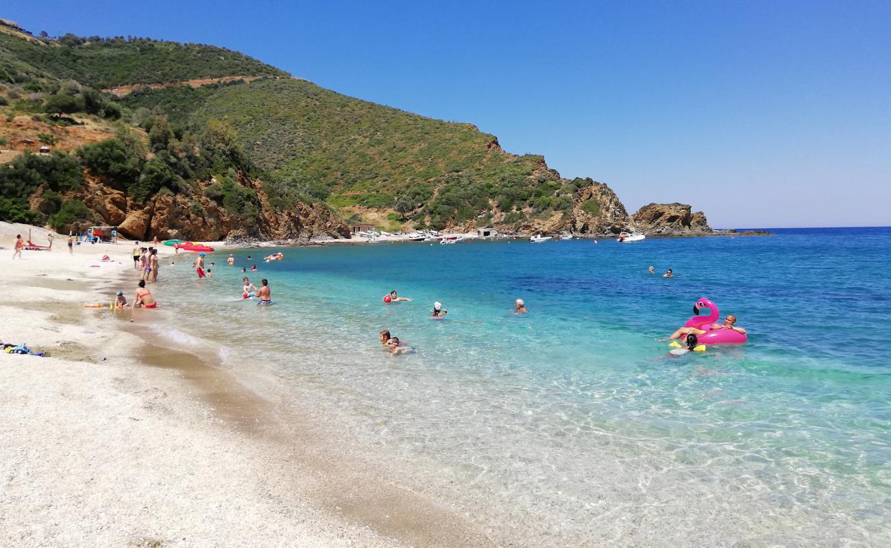 Photo of Kalamos beach with bright shell sand surface