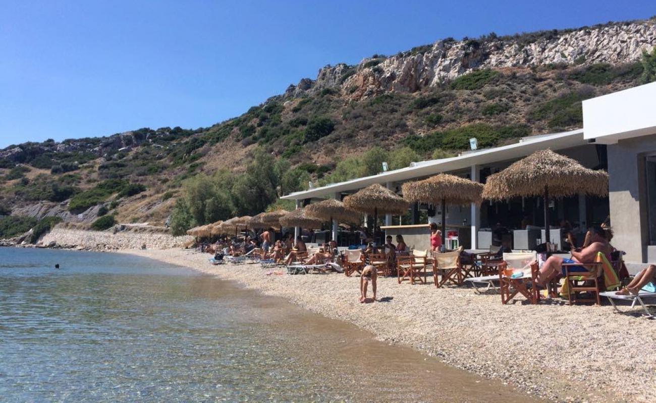 Photo of Aliveri beach with light fine pebble surface