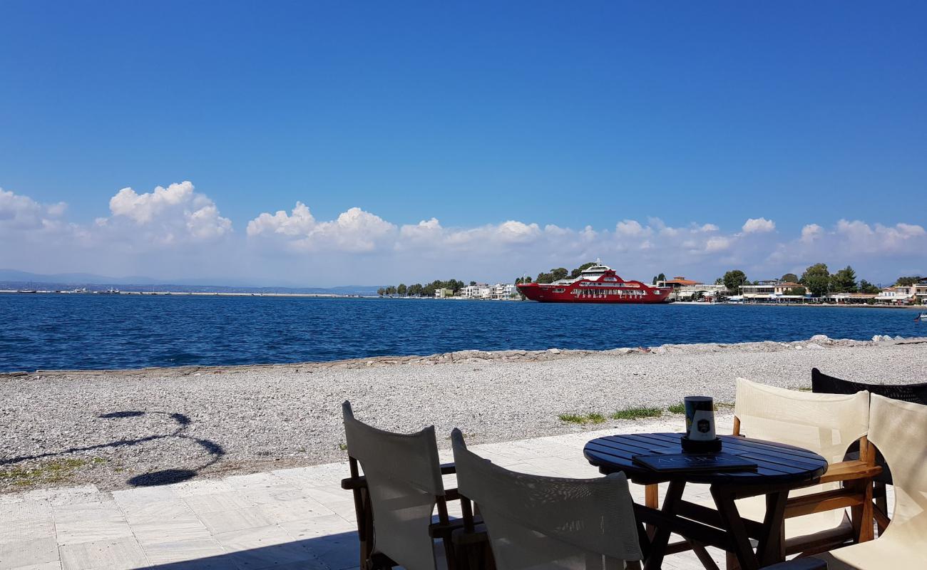 Photo of Eretria beach with gray sand &  pebble surface