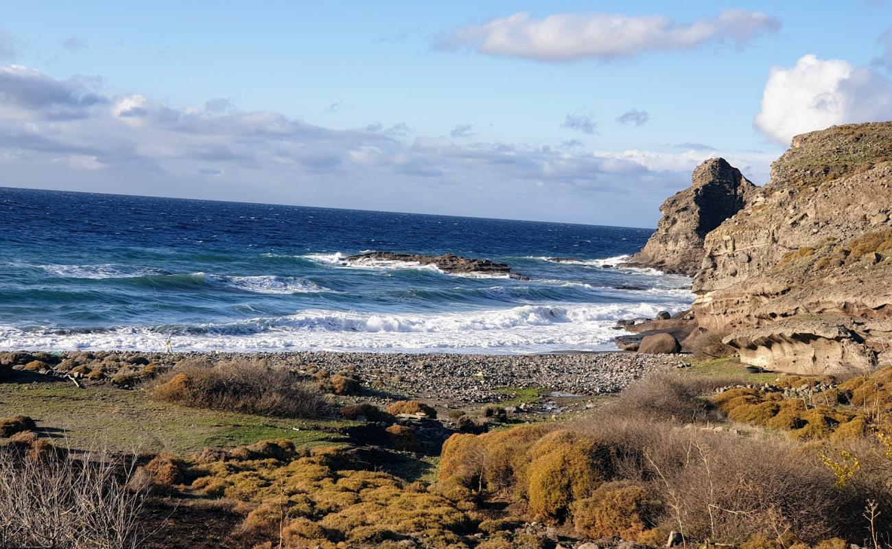 Photo of Agios Efstratos beach III with gray fine pebble surface