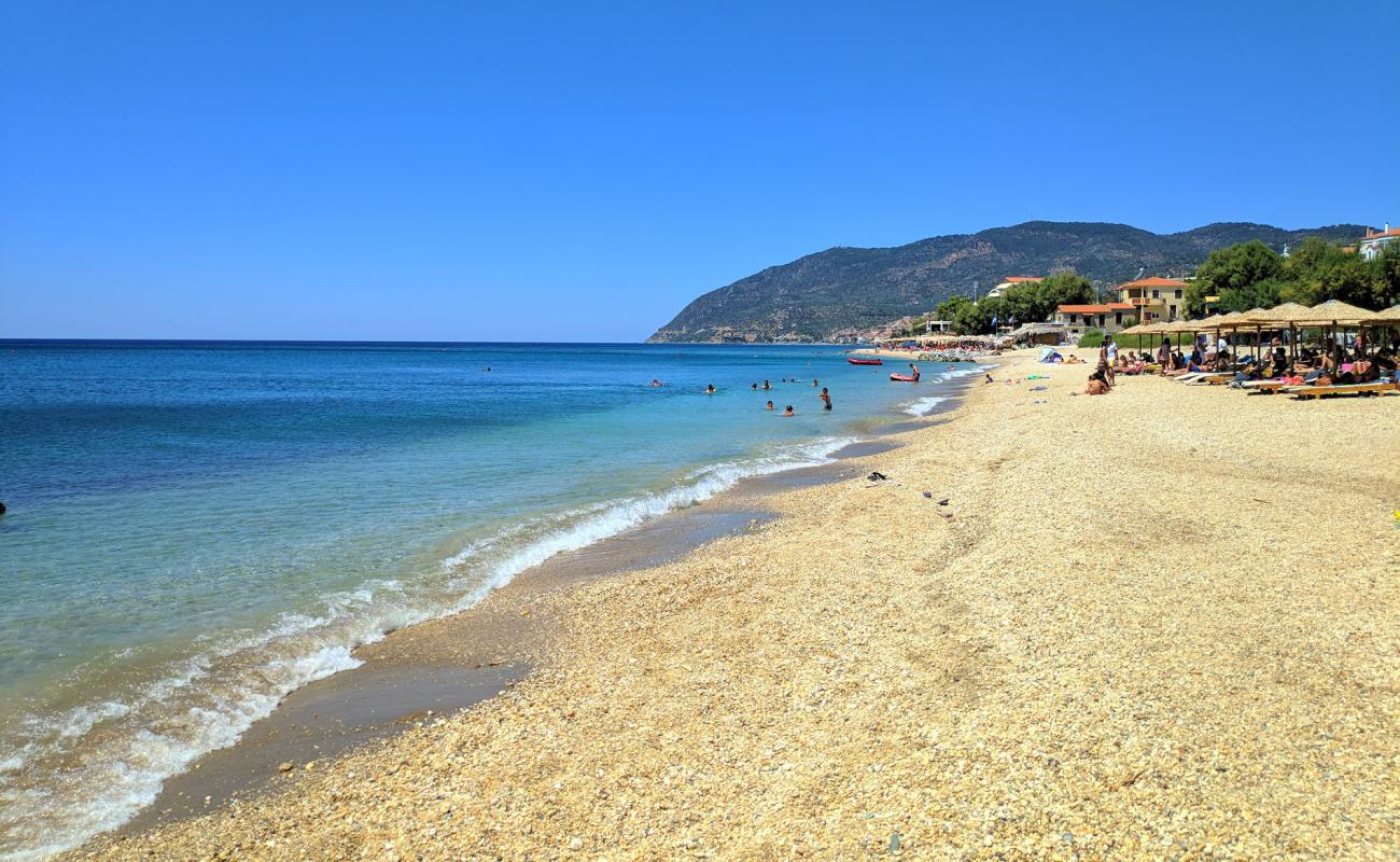 Photo of Plomari beach with light sand &  pebble surface