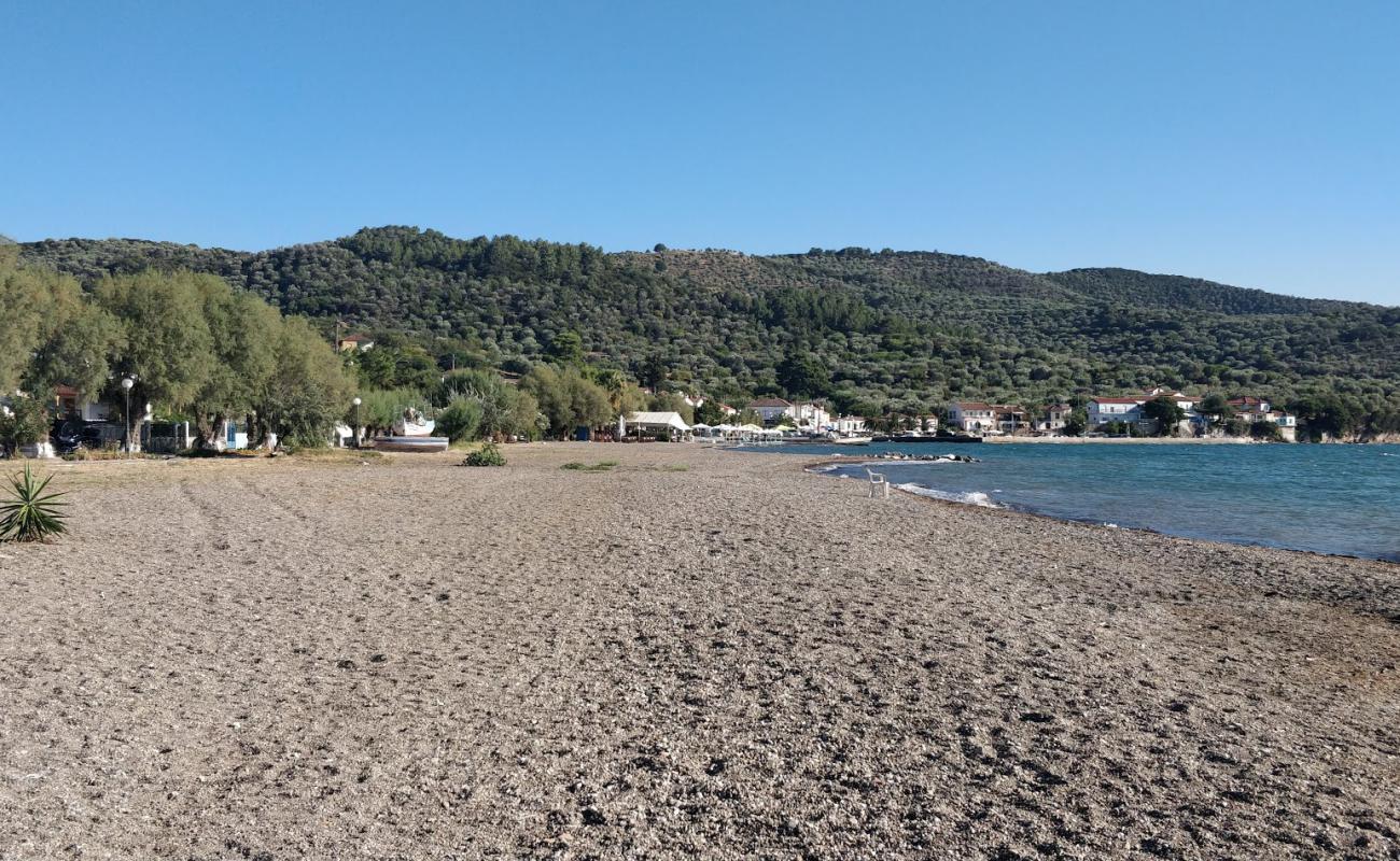 Photo of Paralia Skala Polichnitou with light sand &  pebble surface