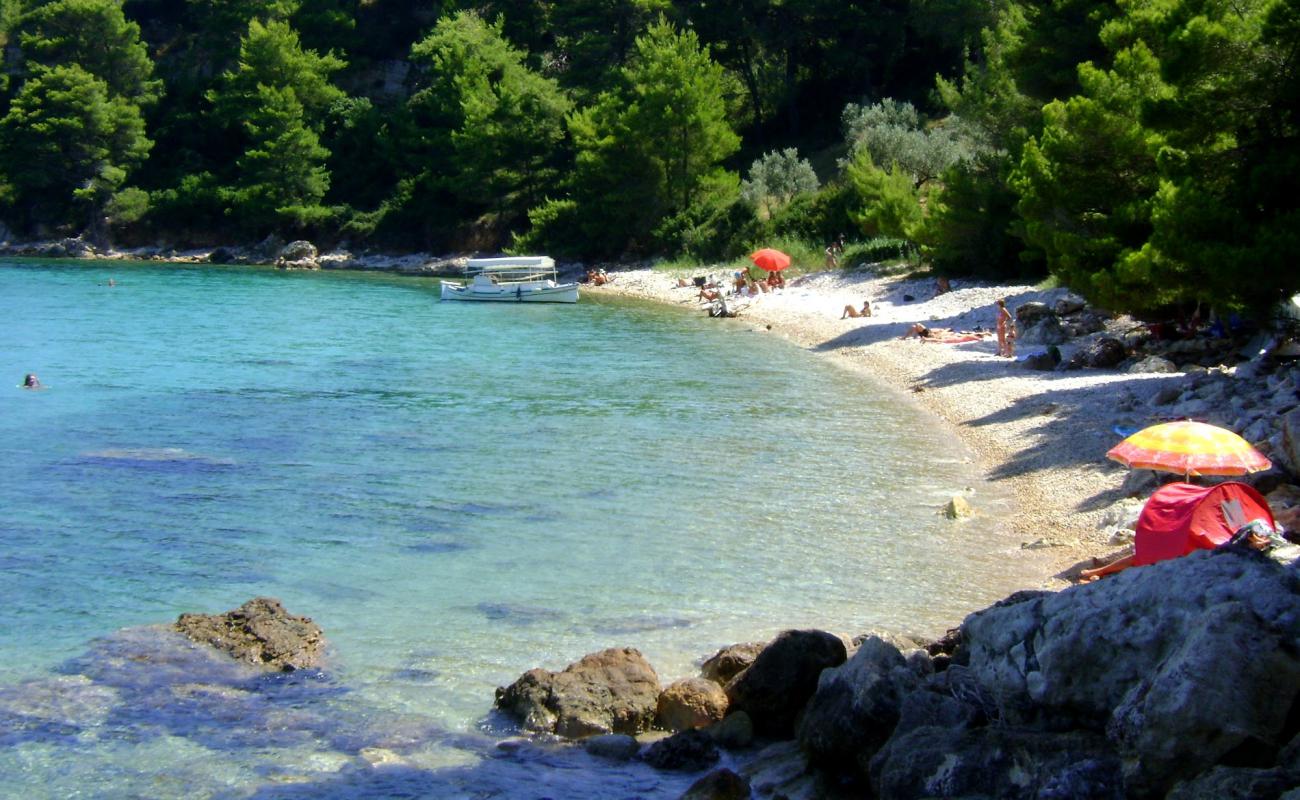 Photo of Katerinas Valla beach with light pebble surface