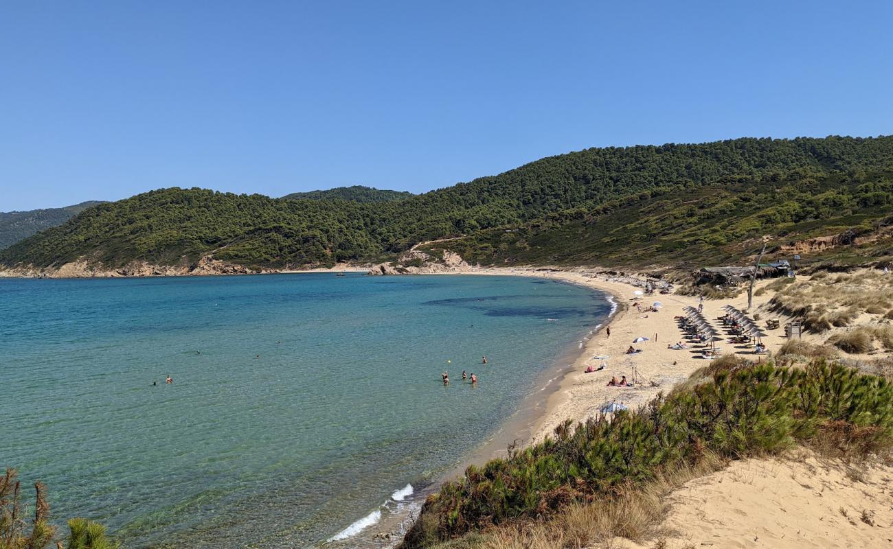 Photo of Elia beach with gray sand surface