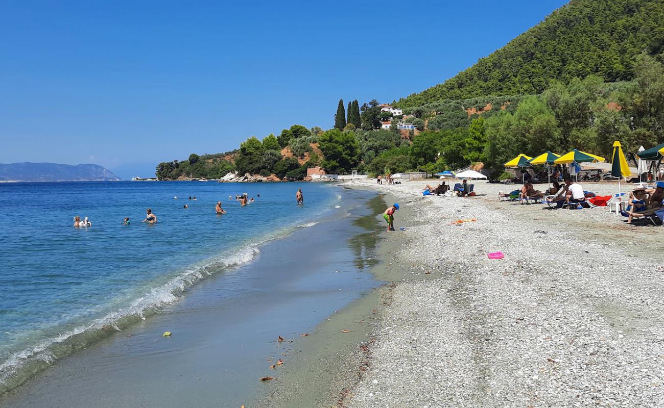 Photo of Ammos beach with light sand &  pebble surface