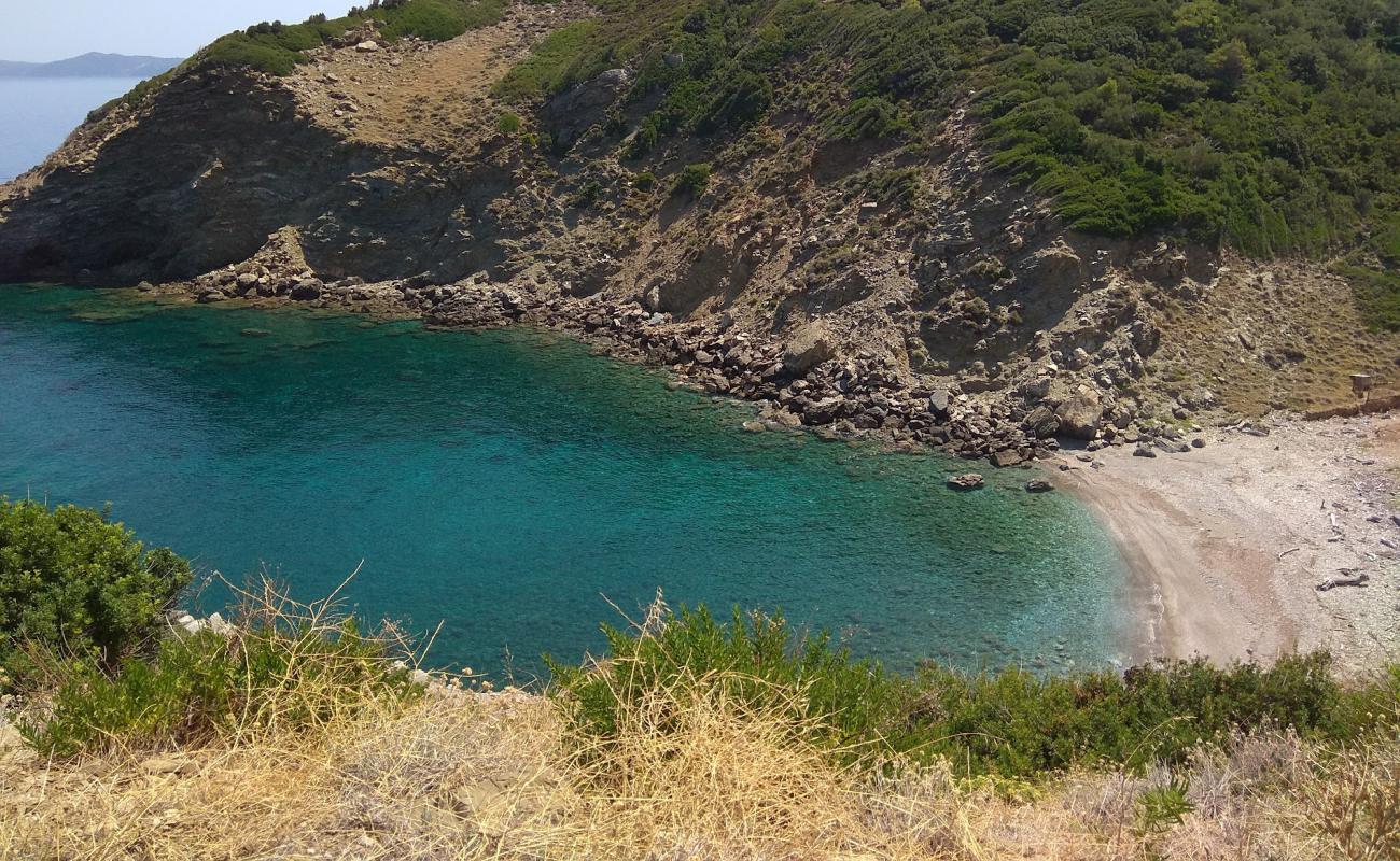 Photo of Paralia Vathias with gray sand &  rocks surface