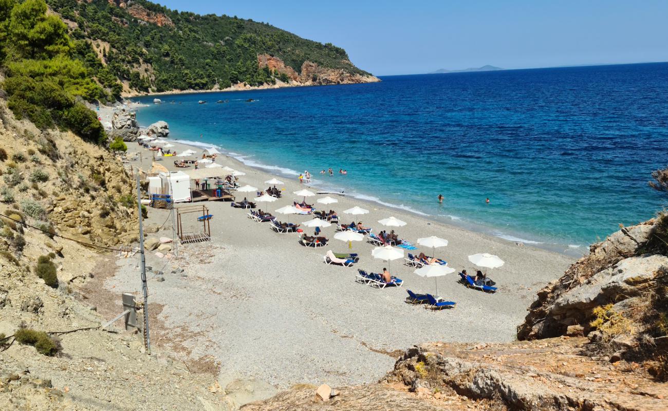 Photo of Velanio beach with gray fine pebble surface