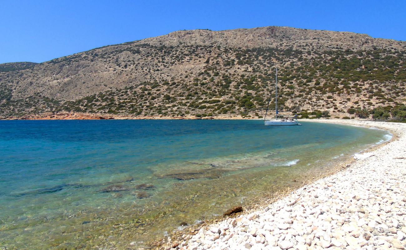 Photo of Alimia beach with rocks cover surface