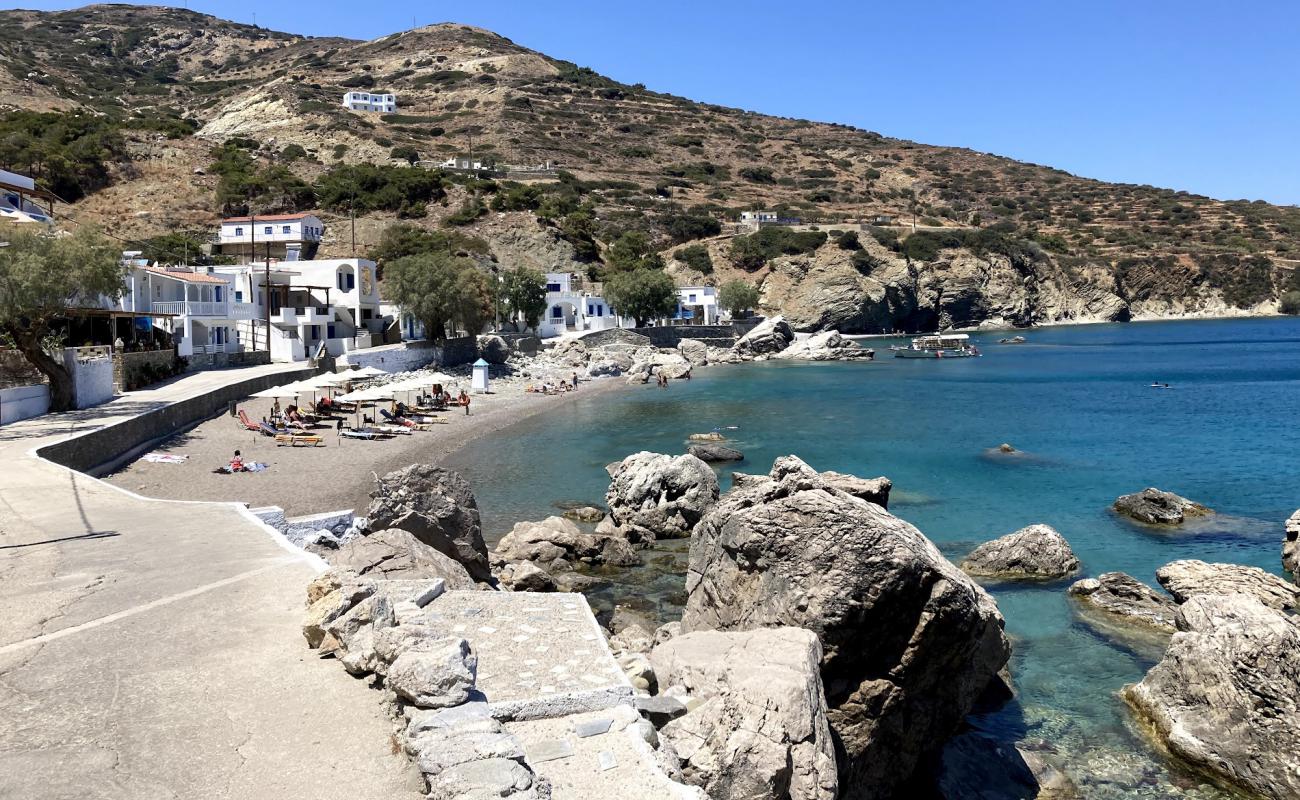 Photo of Ag. Nikolaos beach with black sand & pebble surface