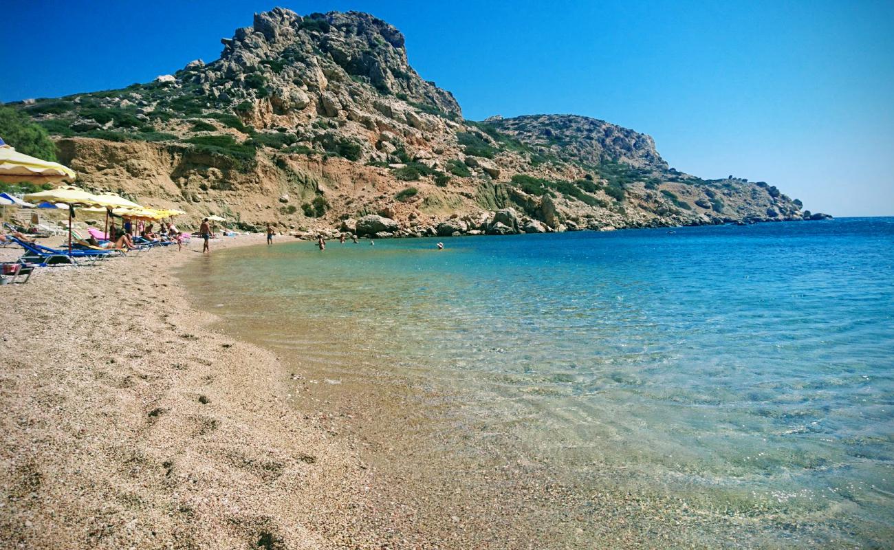 Photo of Paralia Christou Pigadi with brown fine pebble surface