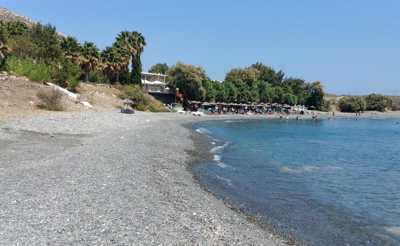 Photo of Agios Fokas Beach with gray sand &  pebble surface