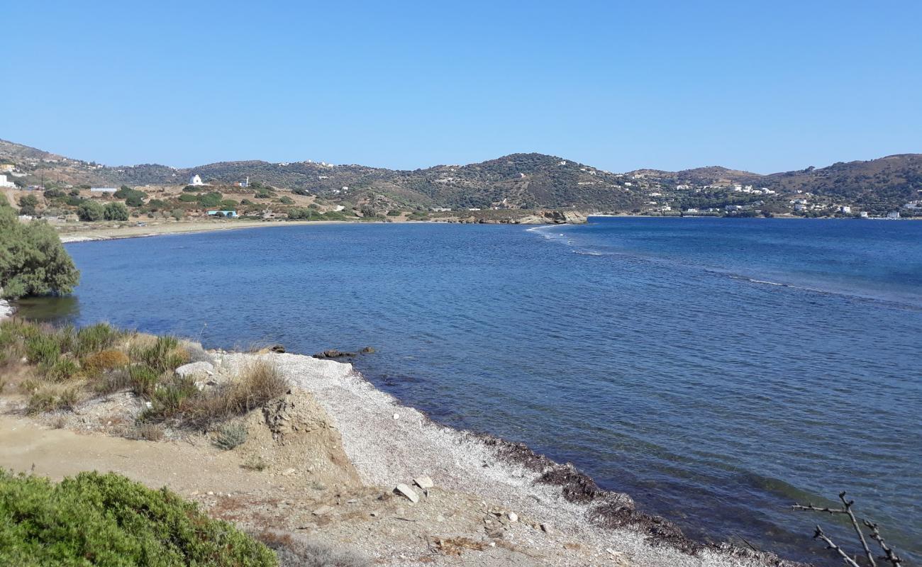 Photo of Germanou beach with gray sand &  rocks surface