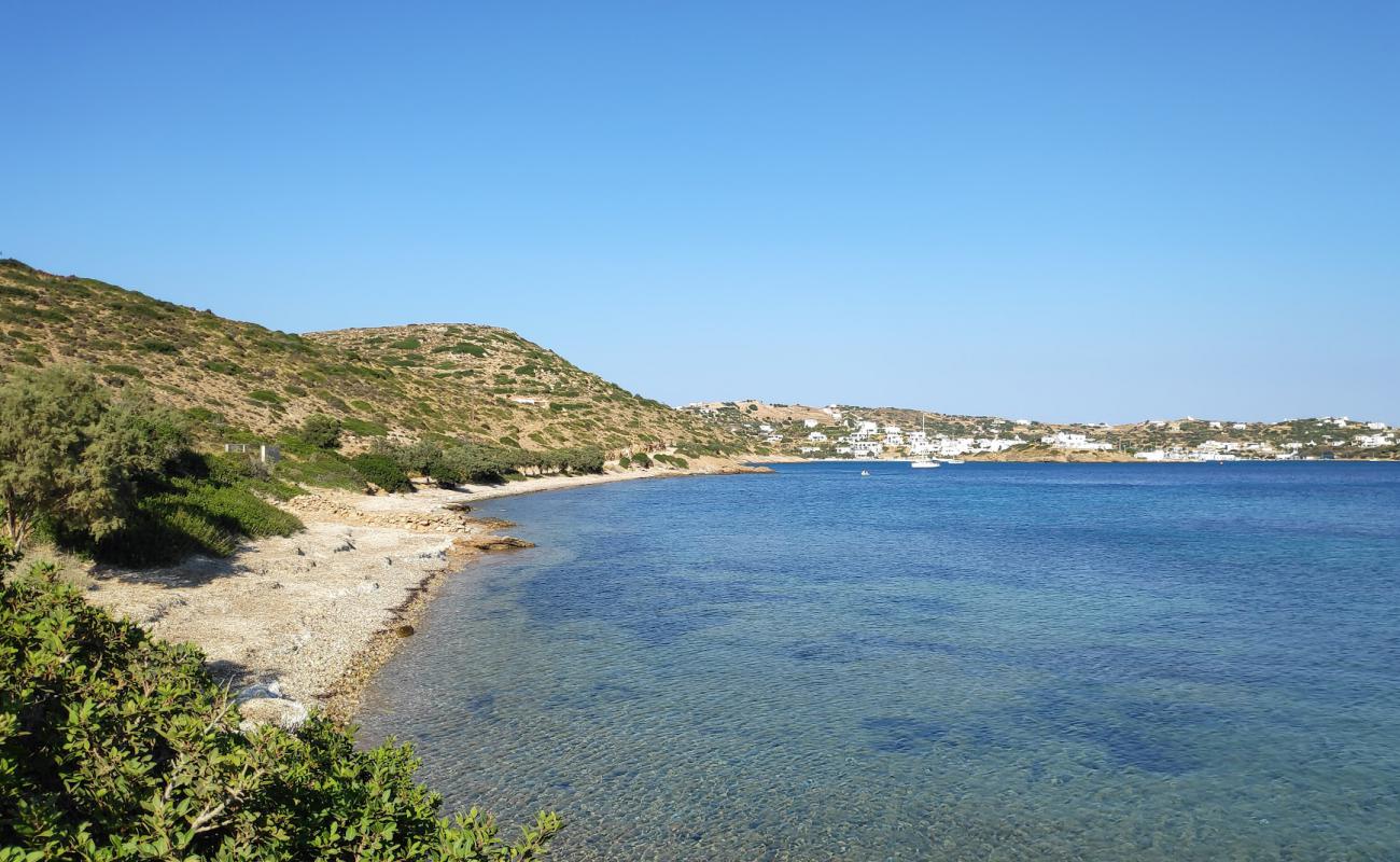 Photo of Kampos beach with gray sand &  rocks surface