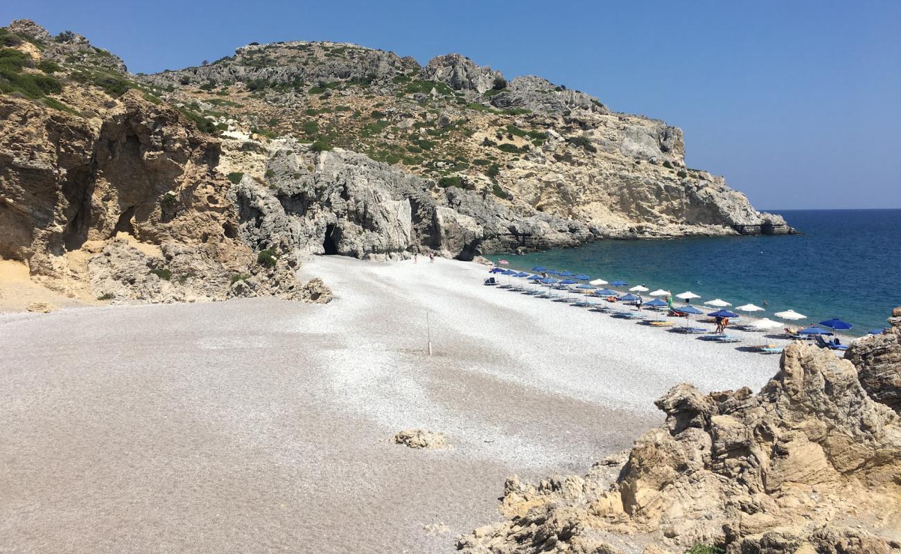 Photo of Traganou Beach with light fine pebble surface