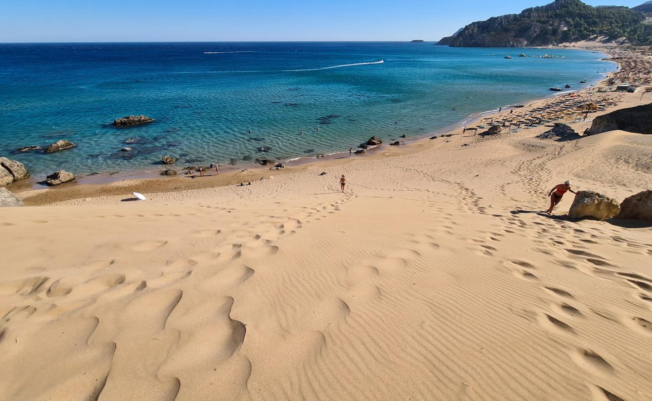 Photo of Tsambika Beach with bright fine sand surface