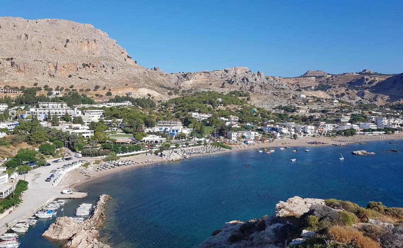 Photo of Stegna beach II with bright sand & rocks surface