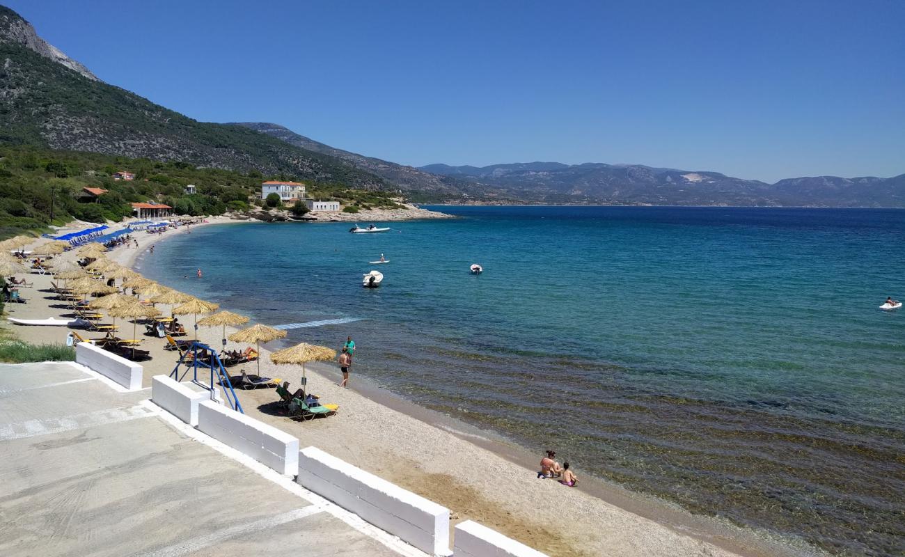 Photo of Limnionas beach with light fine pebble surface