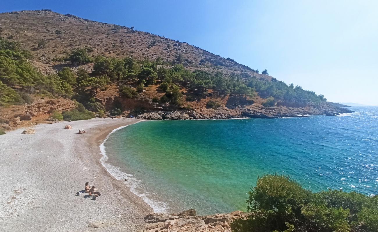 Photo of Paralia Giali with brown fine pebble surface