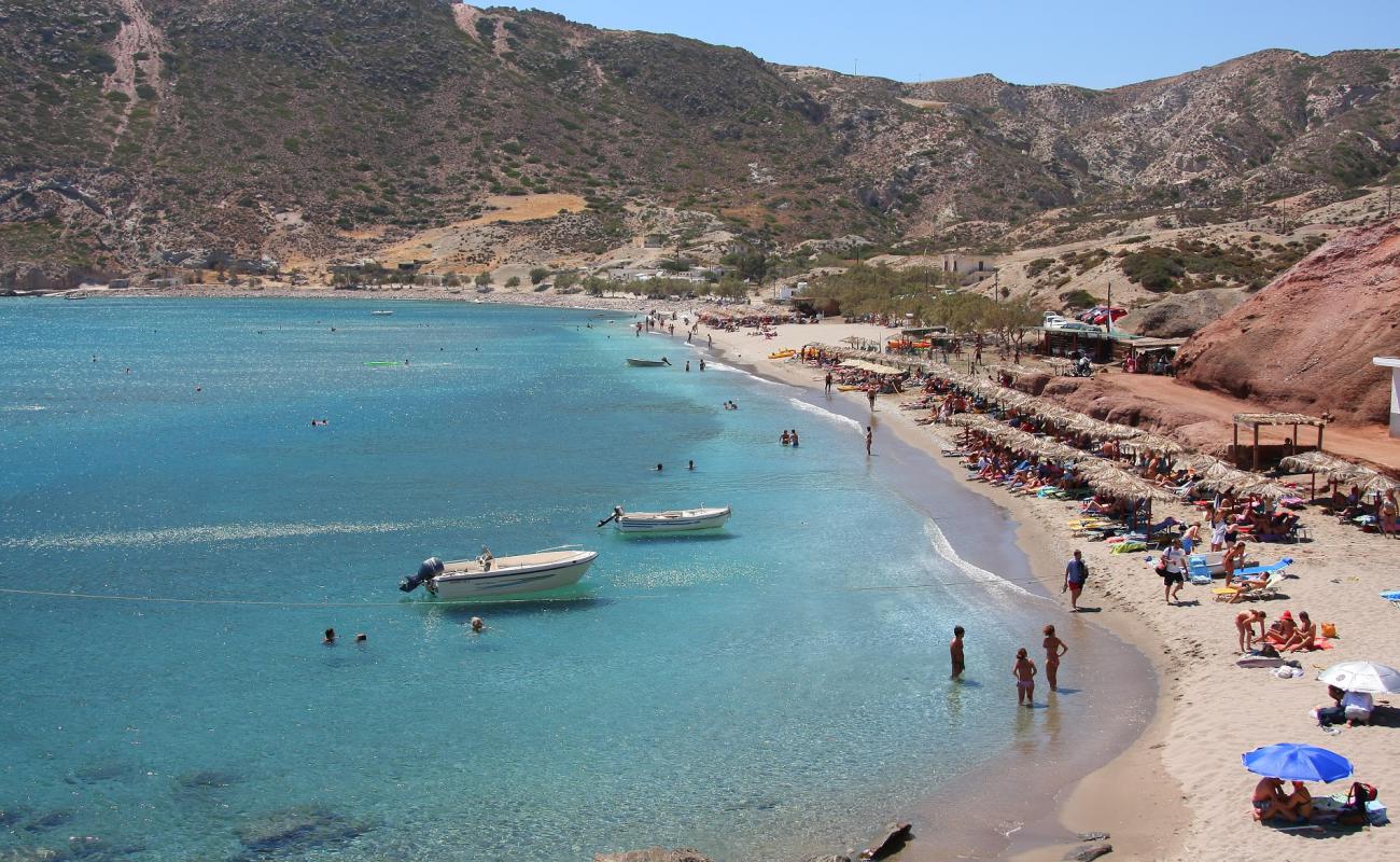 Photo of Agia Kiriaki beach with black sand & pebble surface