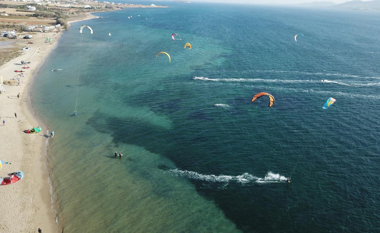 Photo of Paros Kite beach with bright fine sand surface