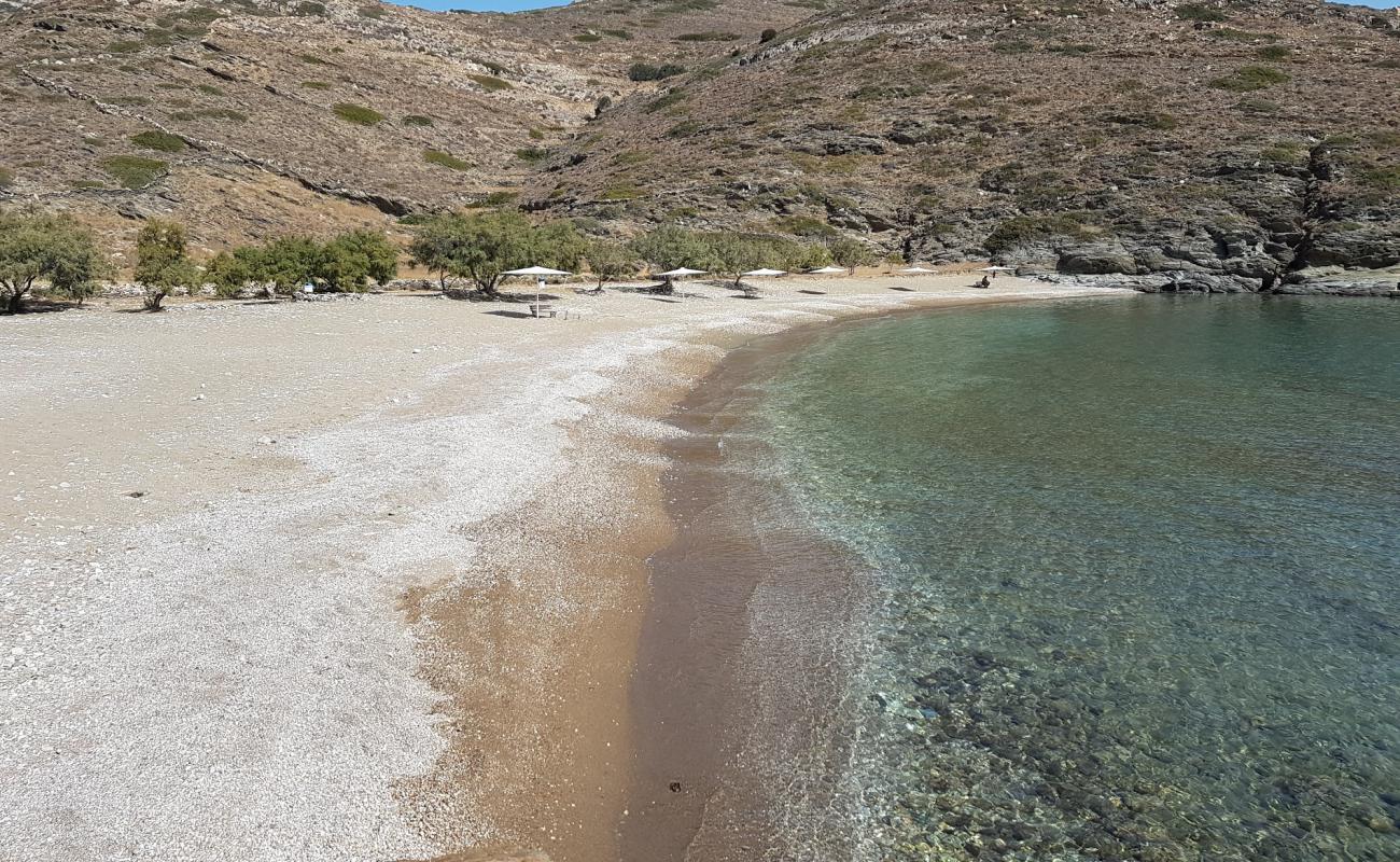 Photo of Agios Georgios with black sand & pebble surface