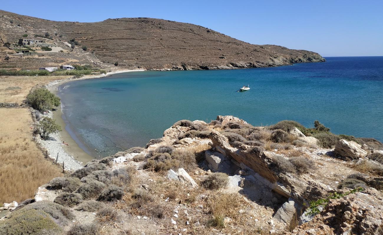 Photo of Ag. Petros beach with gray sand &  pebble surface