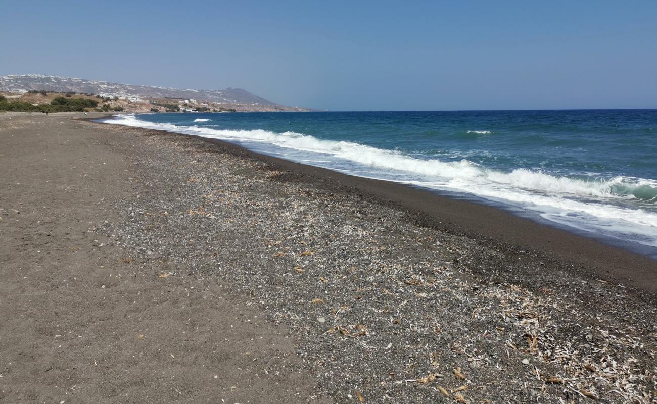 Photo of Paralia Monolithos with black fine pebble surface