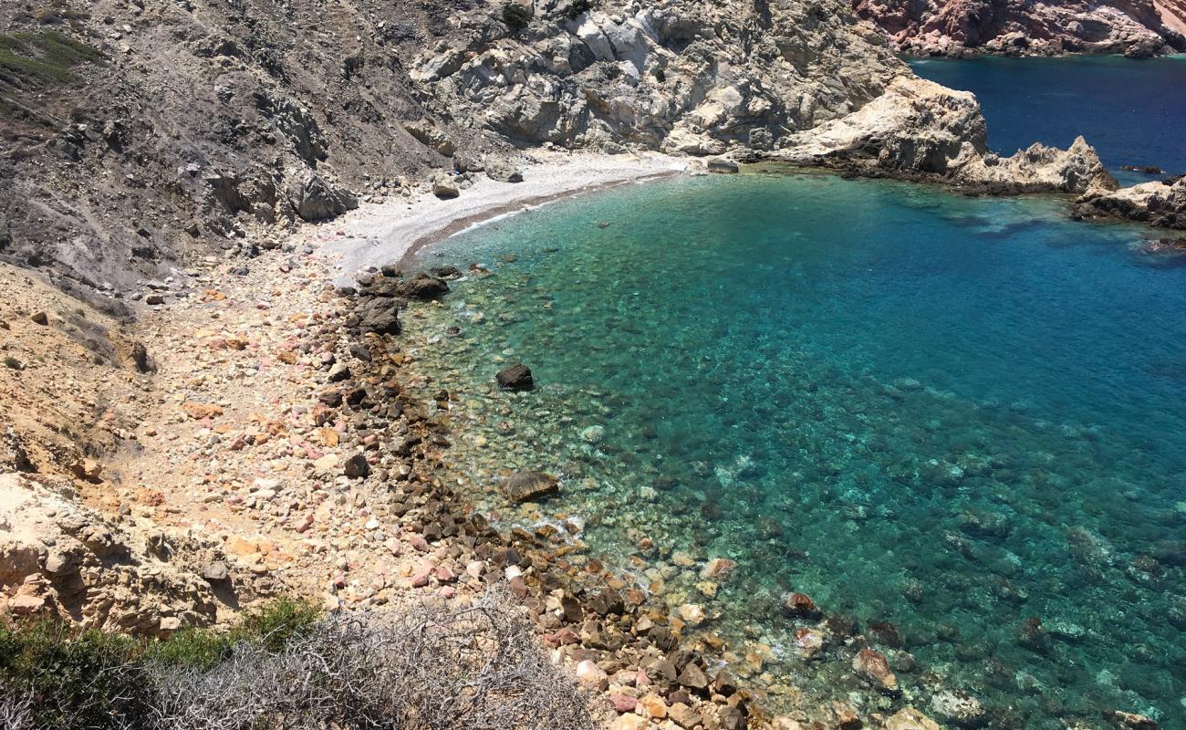 Photo of Ammoudi beach with bright sand & rocks surface