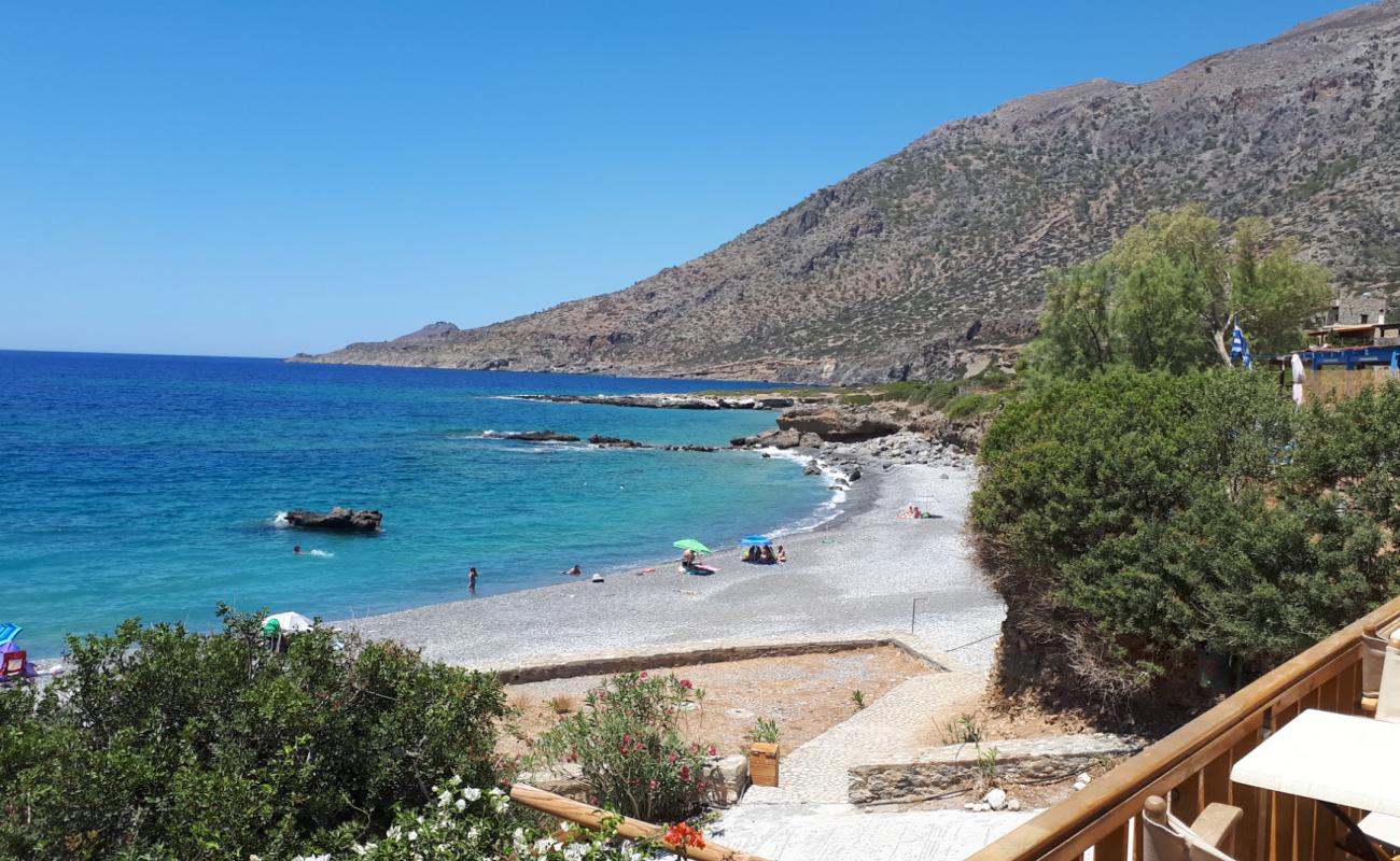 Photo of Ag.Ioannis beach with gray pebble surface