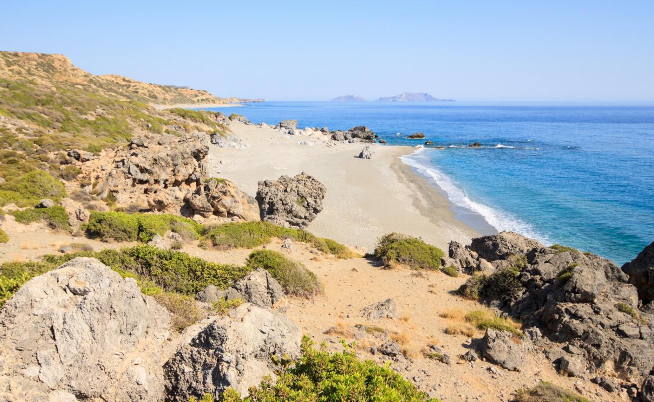 Photo of Katsouni beach with gray pebble surface