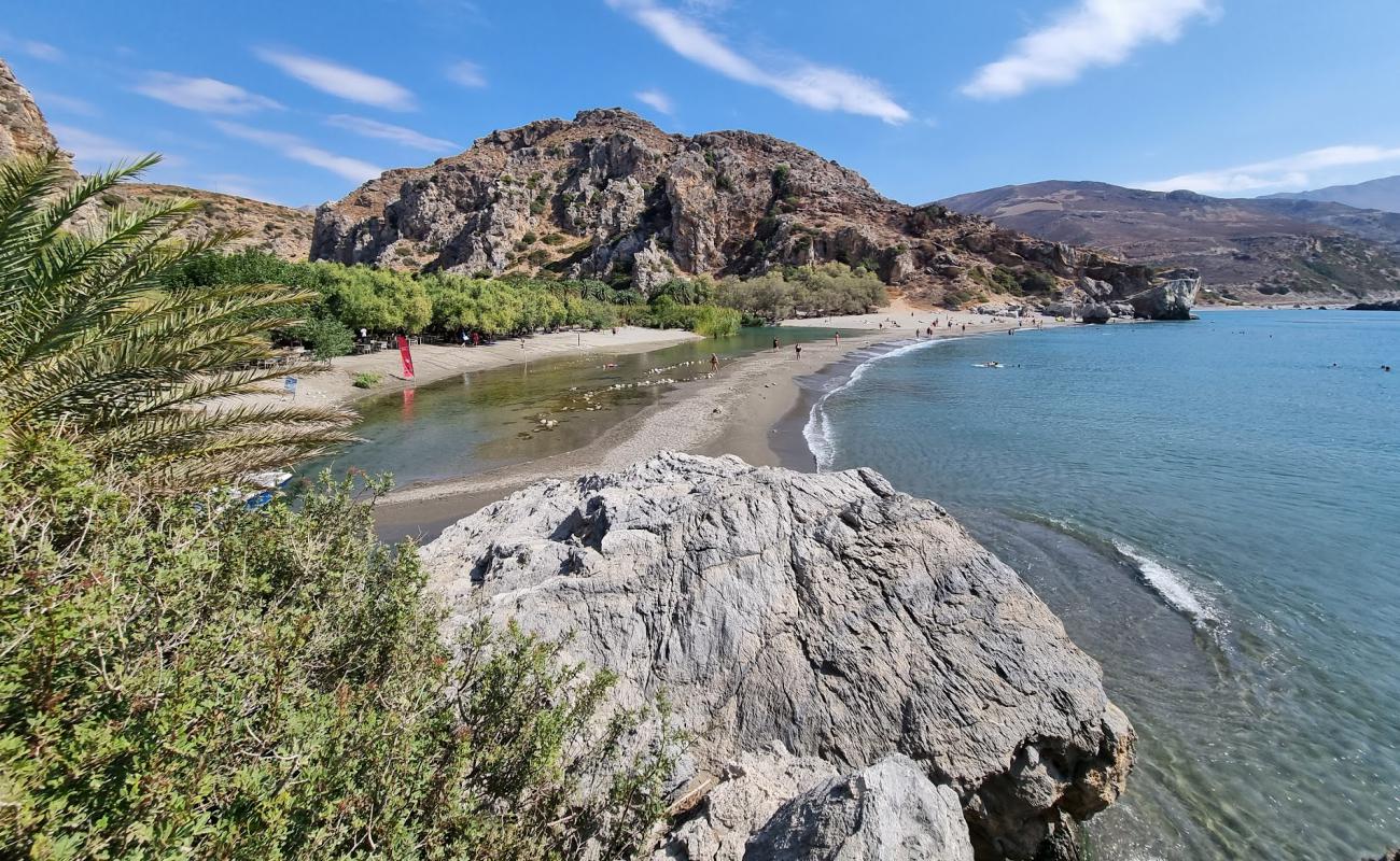 Photo of Preveli Beach with gray fine pebble surface