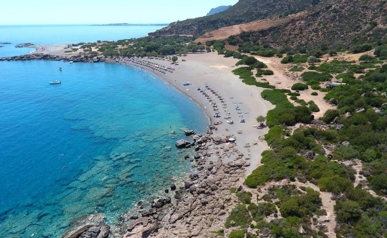 Photo of Ammoudia beach with gray fine pebble surface