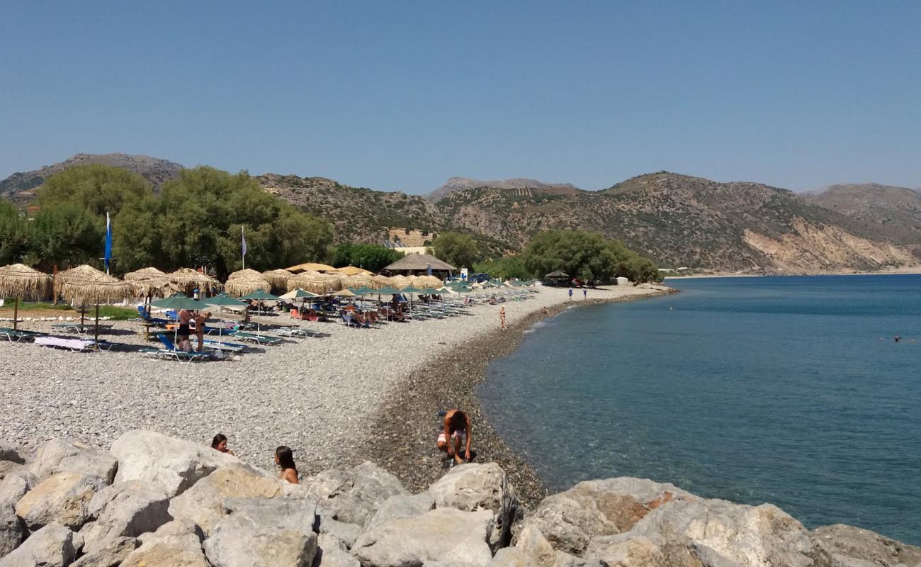 Photo of Chalikia beach with gray pebble surface