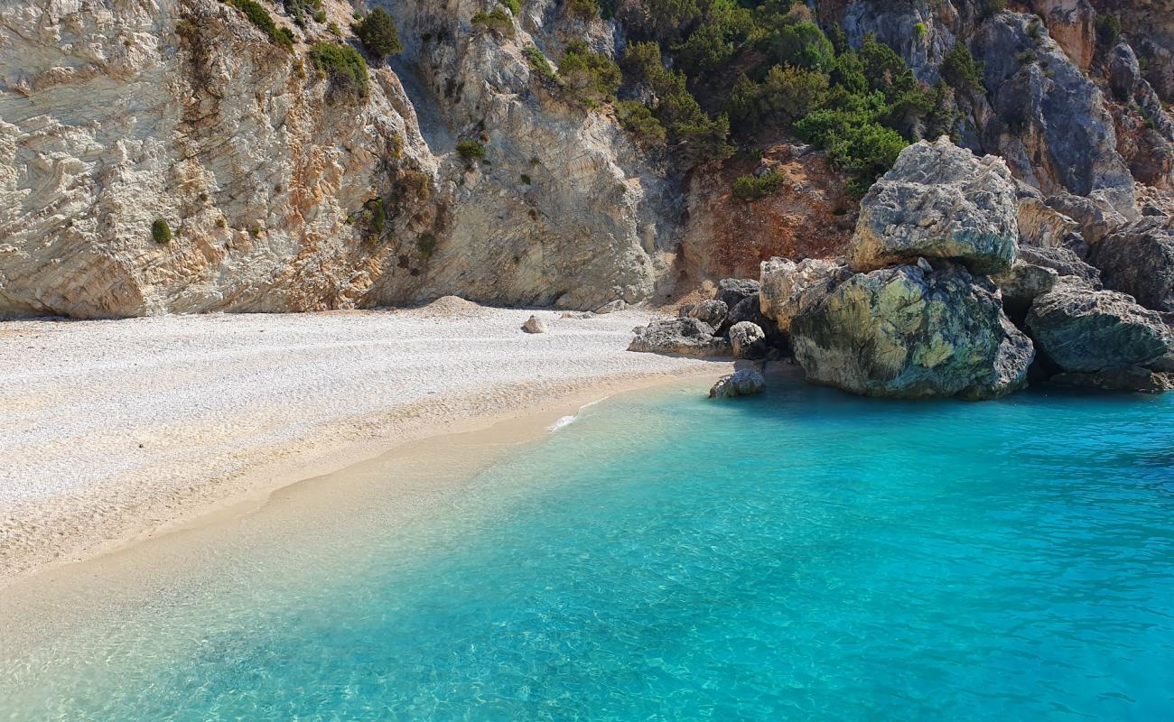 Photo of Ithaki beach with light fine pebble surface