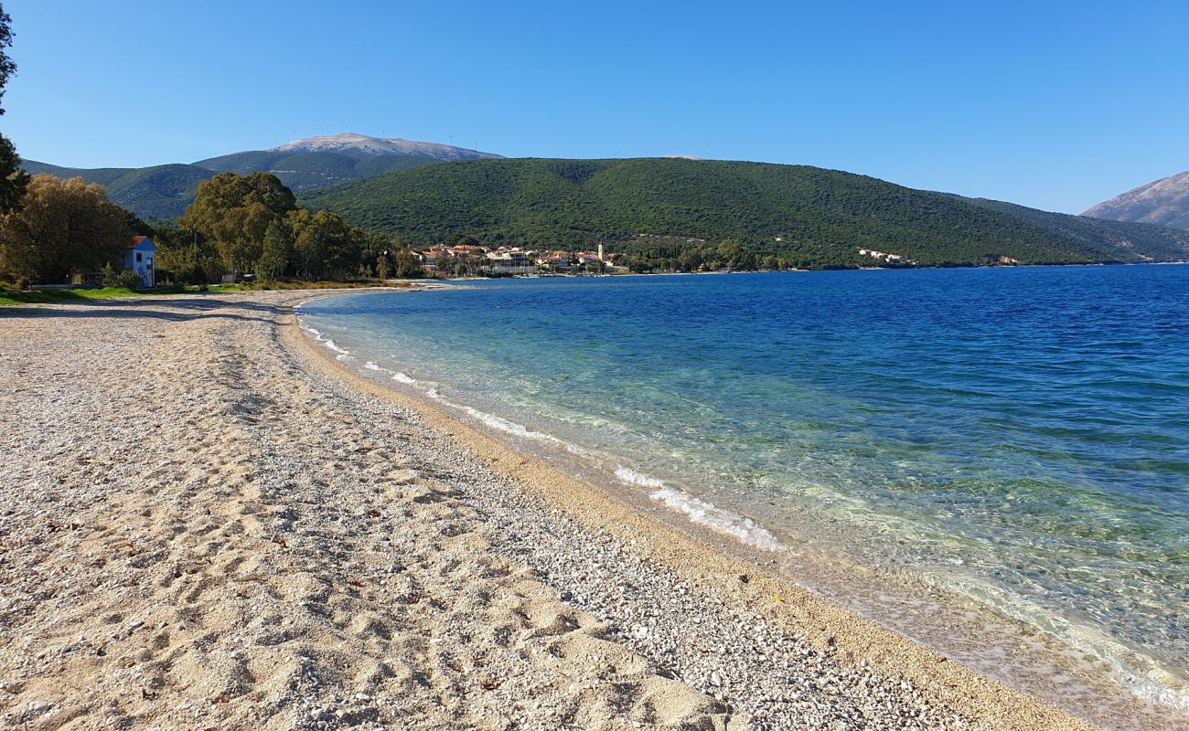 Photo of Karavomilos beach with light fine pebble surface