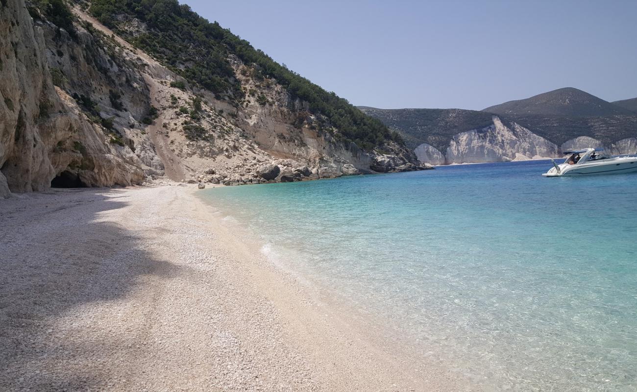 Photo of Kamari beach with light fine pebble surface