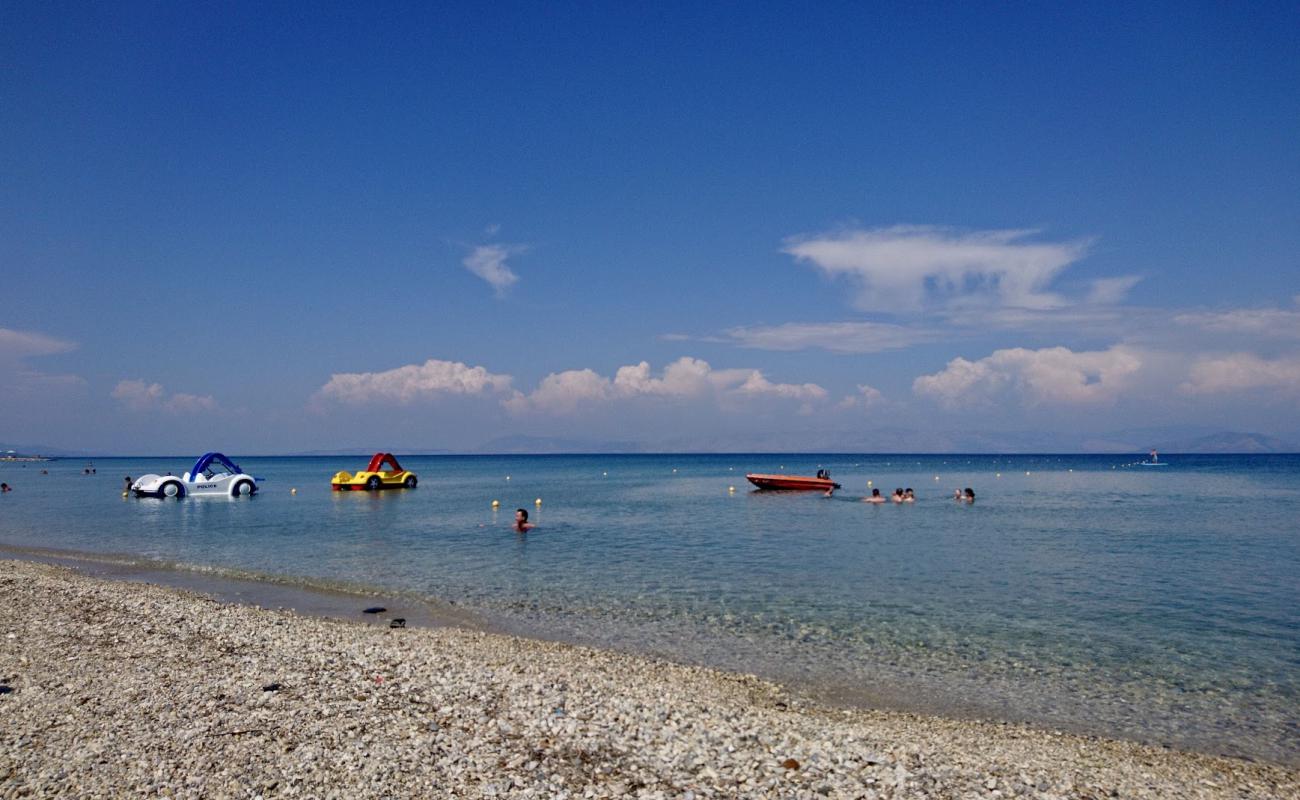 Photo of Paralia Mesoggi with black sand & pebble surface