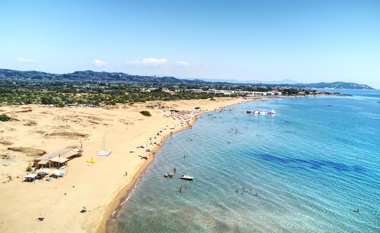 Photo of Issos beach with bright fine sand surface