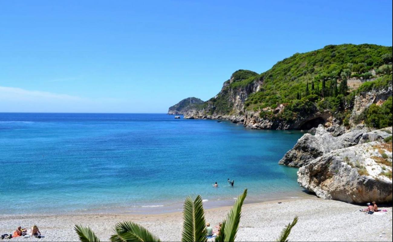 Photo of Paralia Liapades with black sand & pebble surface