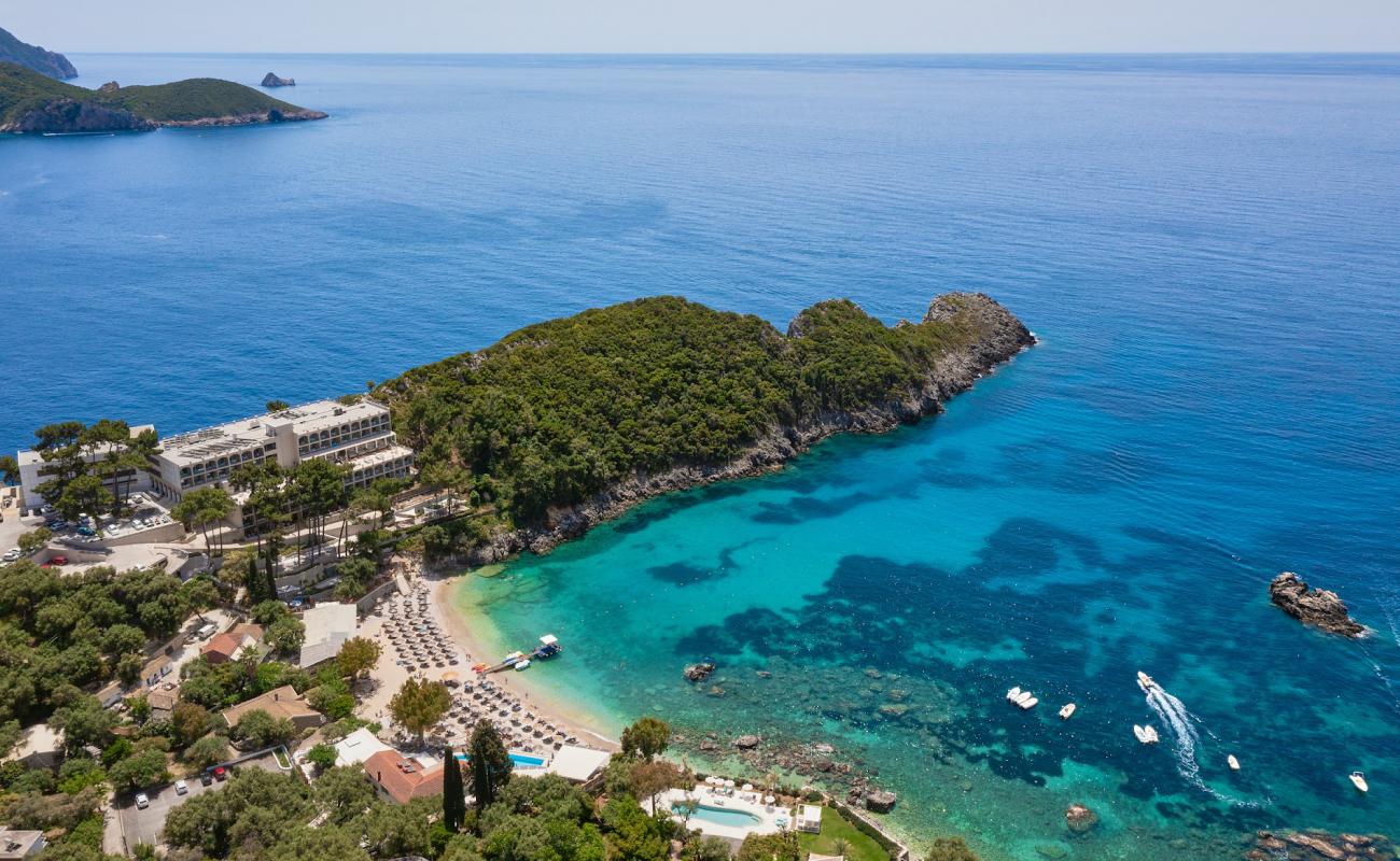 Photo of Agia Triada beach with light sand &  pebble surface