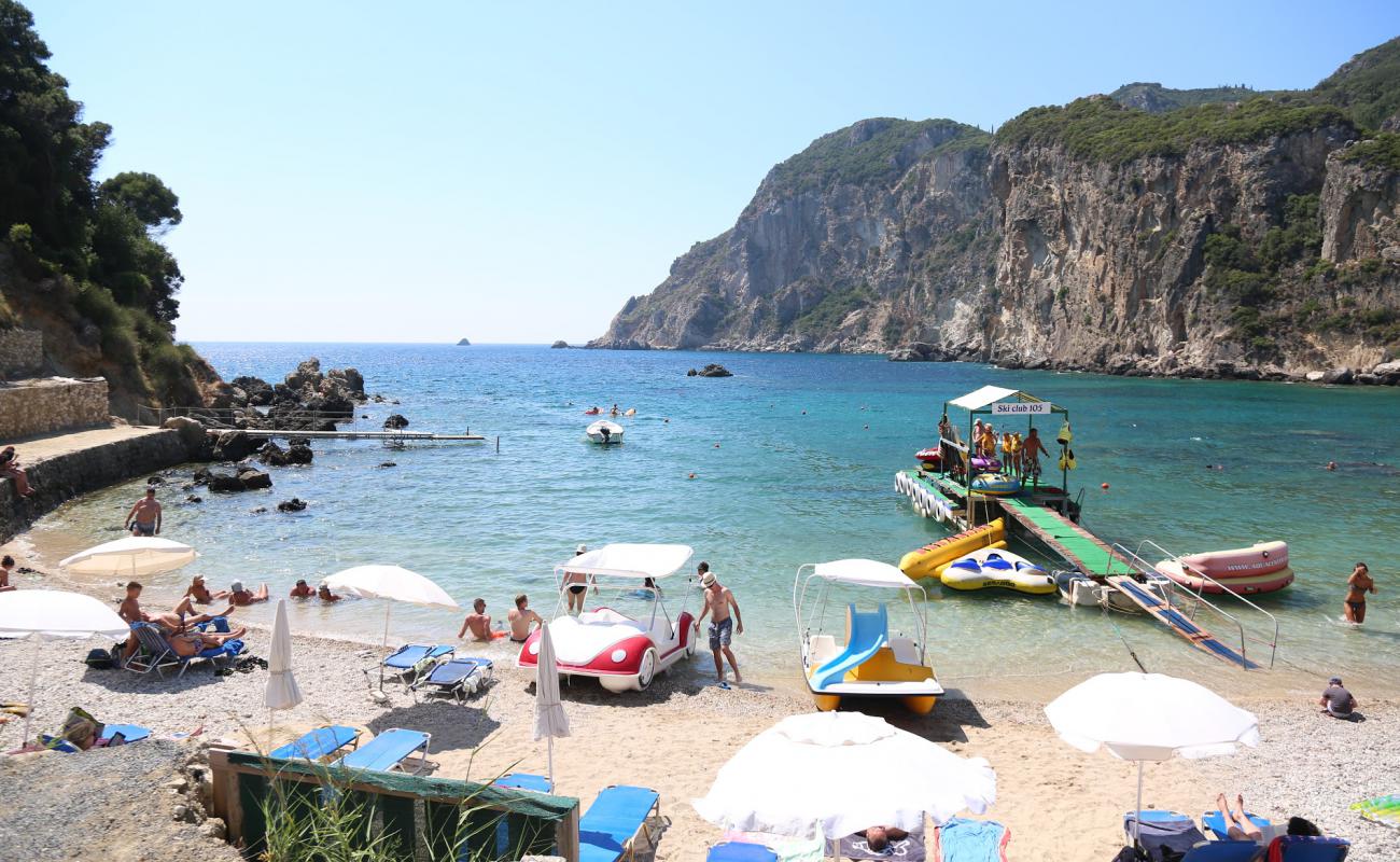 Photo of Agios Petros beach with light sand &  pebble surface