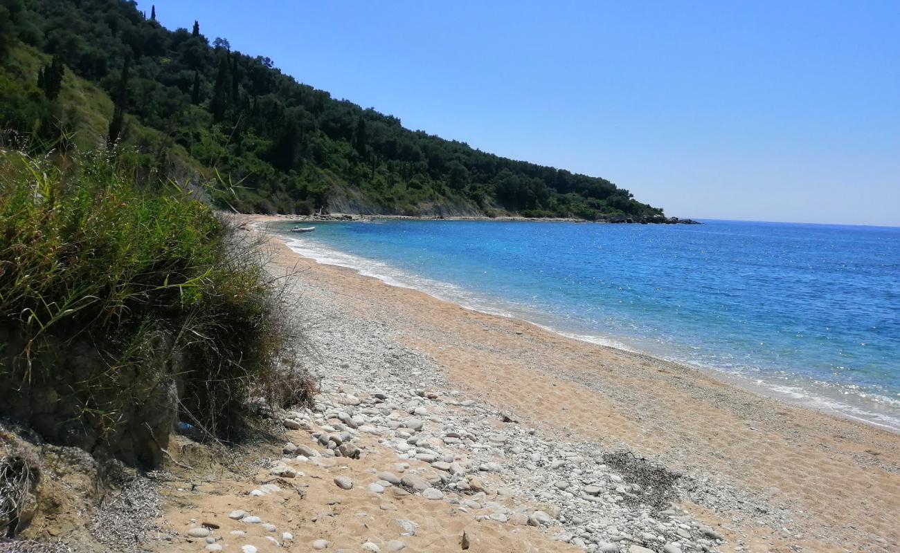 Photo of Akrokiali beach with black sand & pebble surface