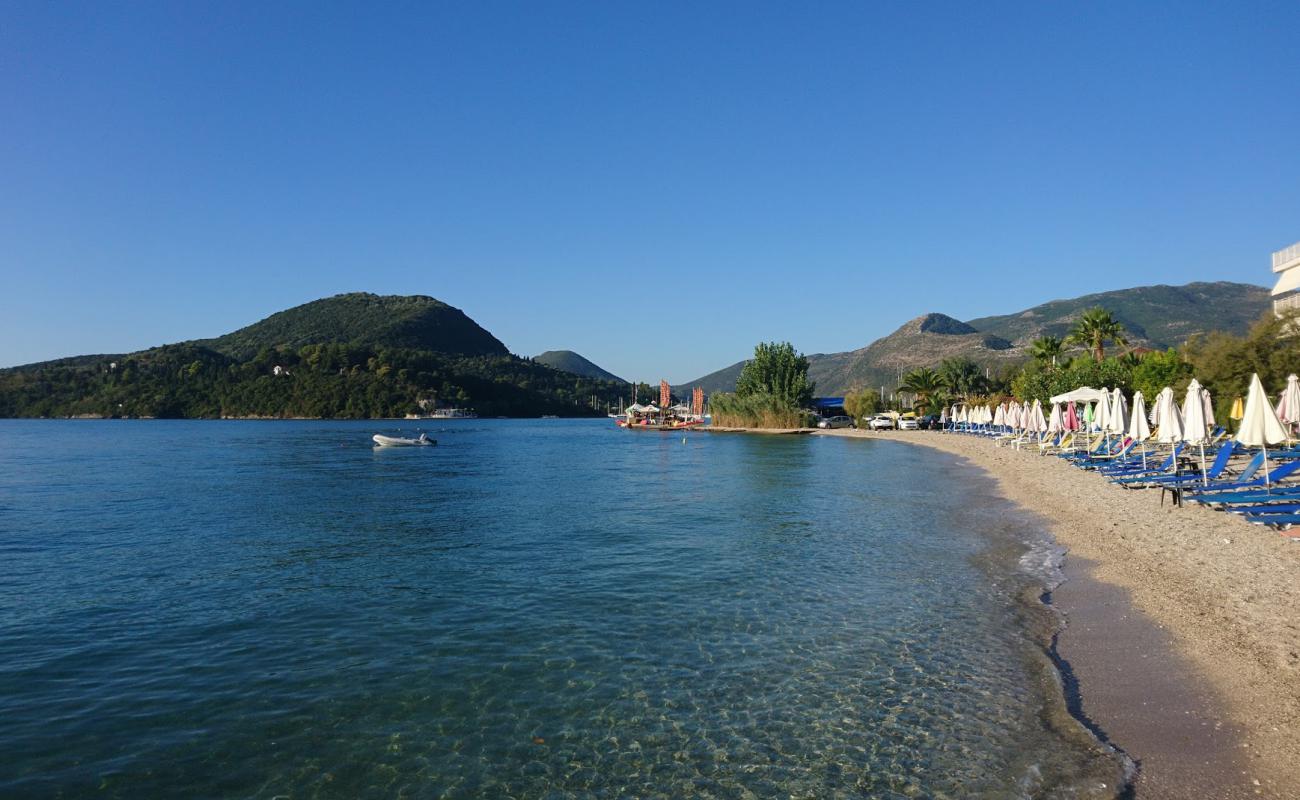 Photo of Nydri beach with light fine pebble surface