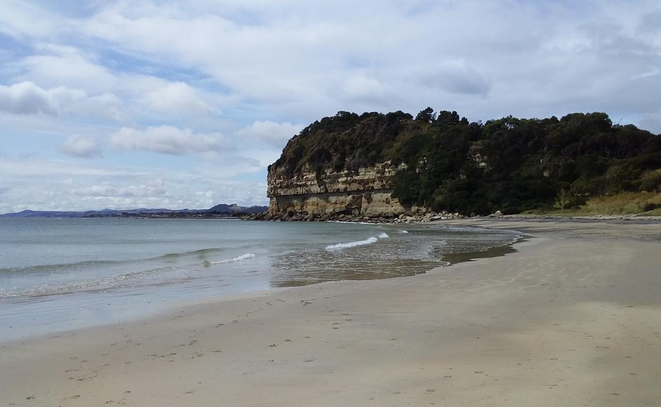 Photo of Fossil Bluff Beach with bright sand & rocks surface