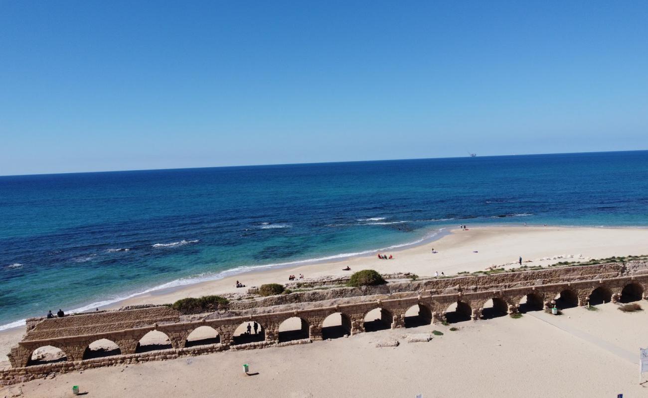 Photo of Caesarea beach with bright sand surface