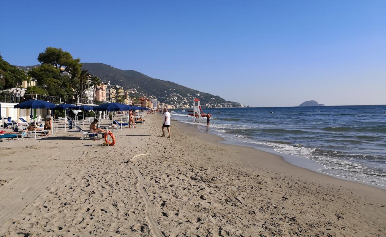 Photo of Alassio beach with brown sand surface