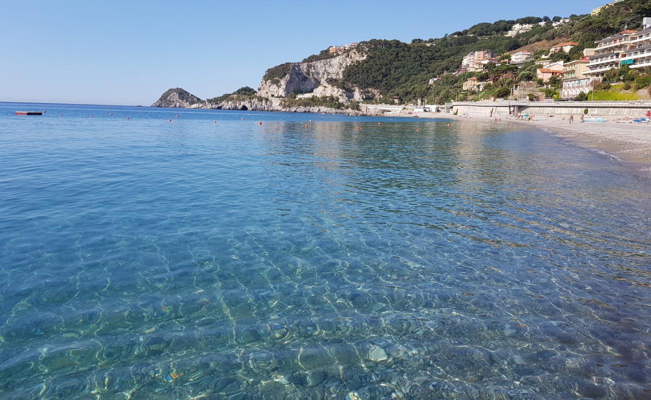 Photo of Bergeggi Beach with brown fine pebble surface