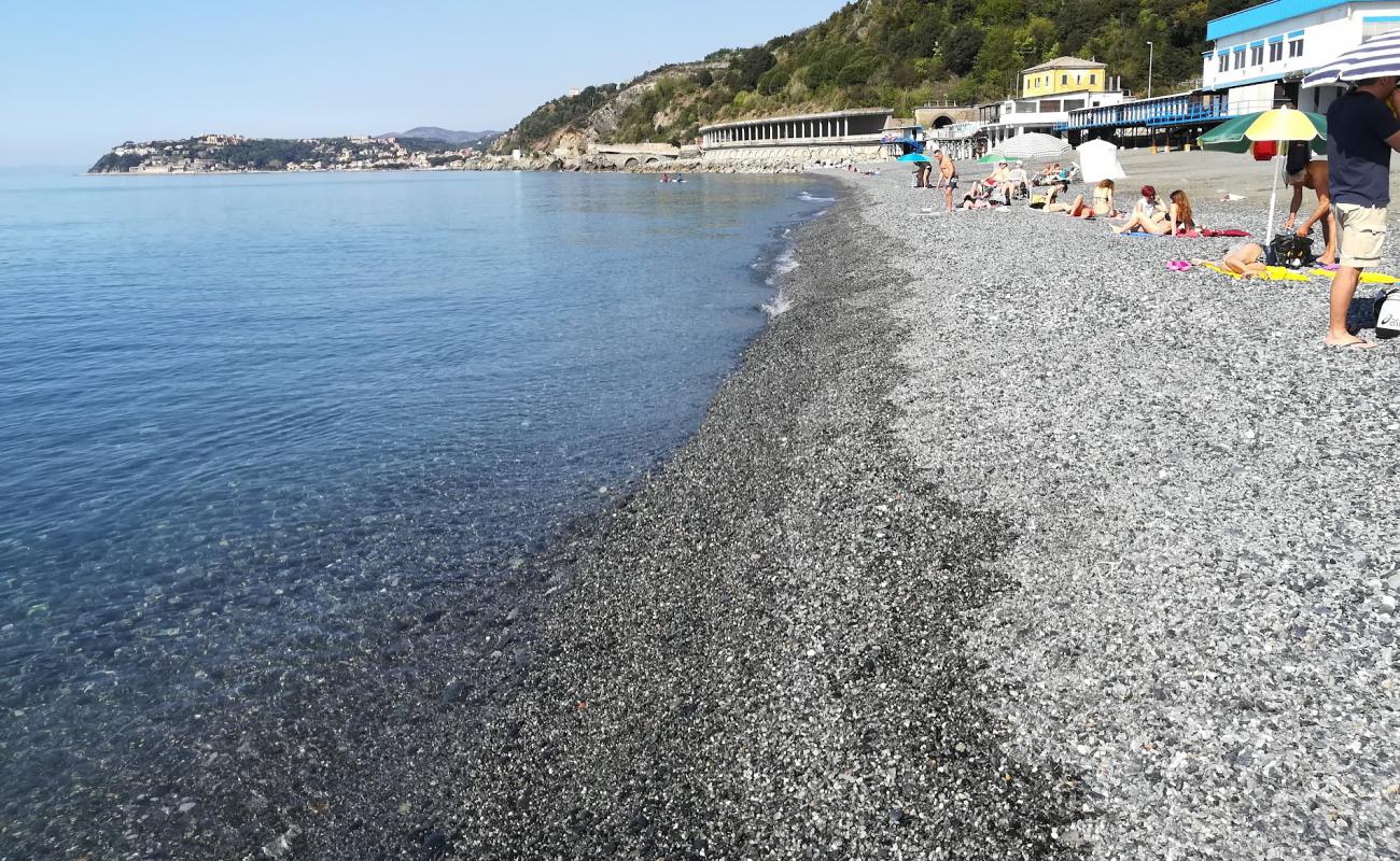 Photo of Vesima beach with gray fine pebble surface